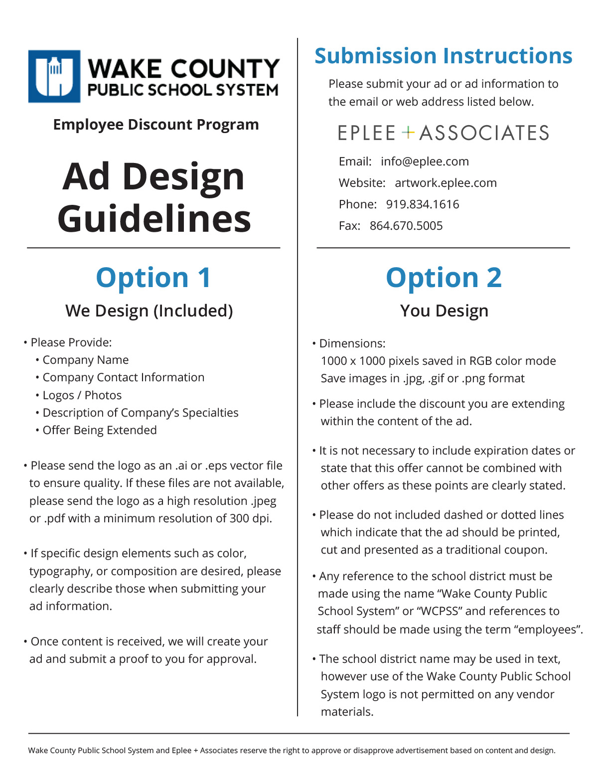 Wake County Public School System Employee Discount Program - Design Guidelines