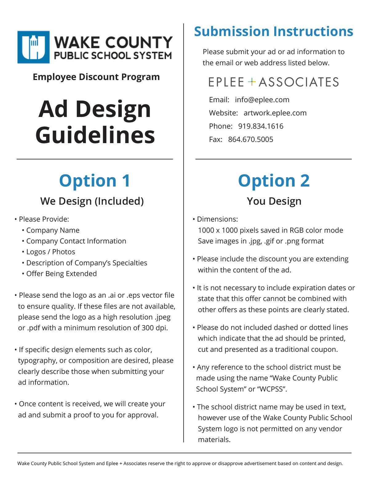 Wake County Public School System Employee Discount Program - Design Guidelines