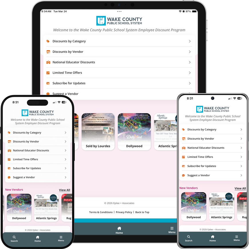WCPSS Employee Discounts Mobile App Screenshots